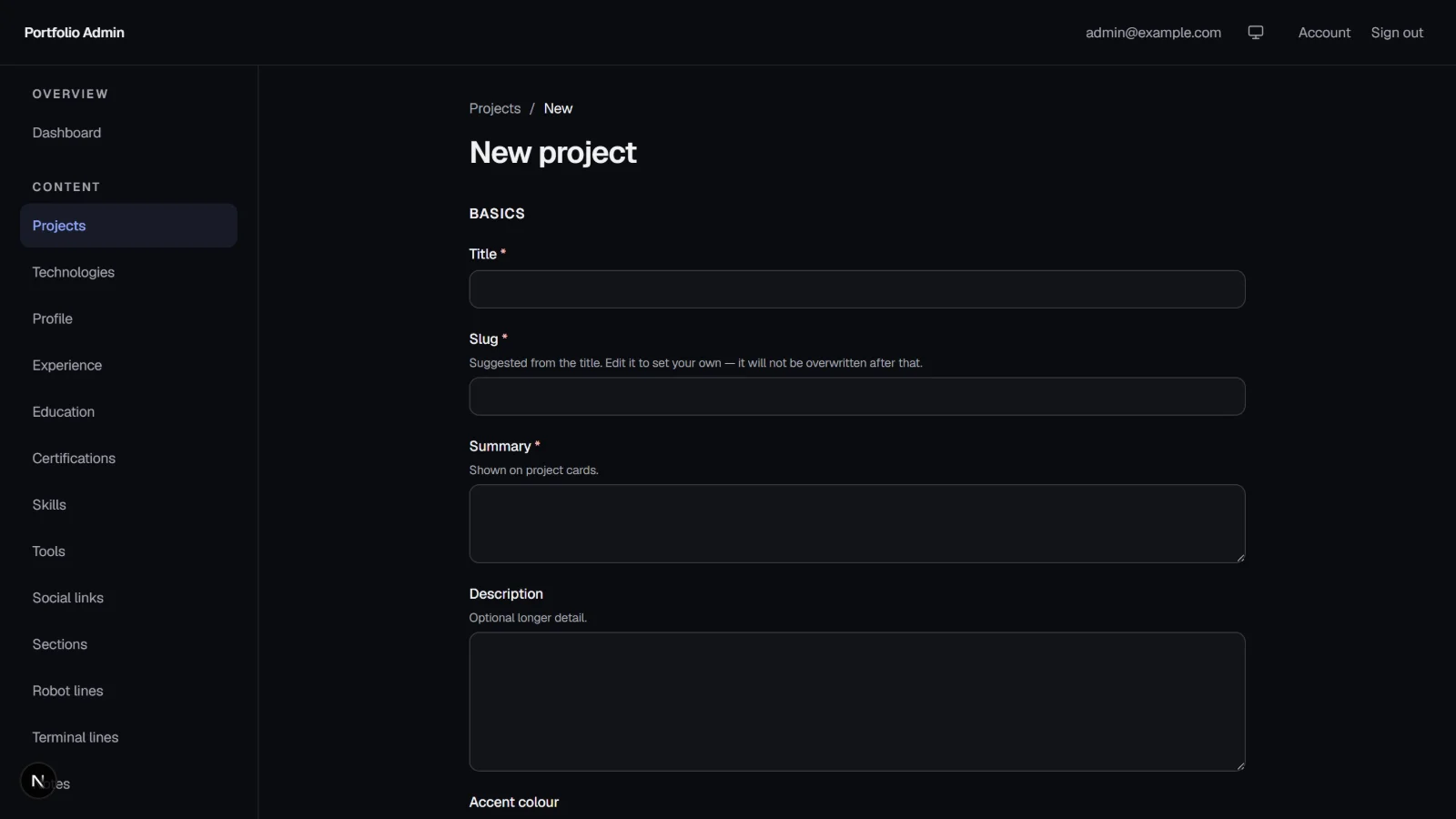 p admin project form