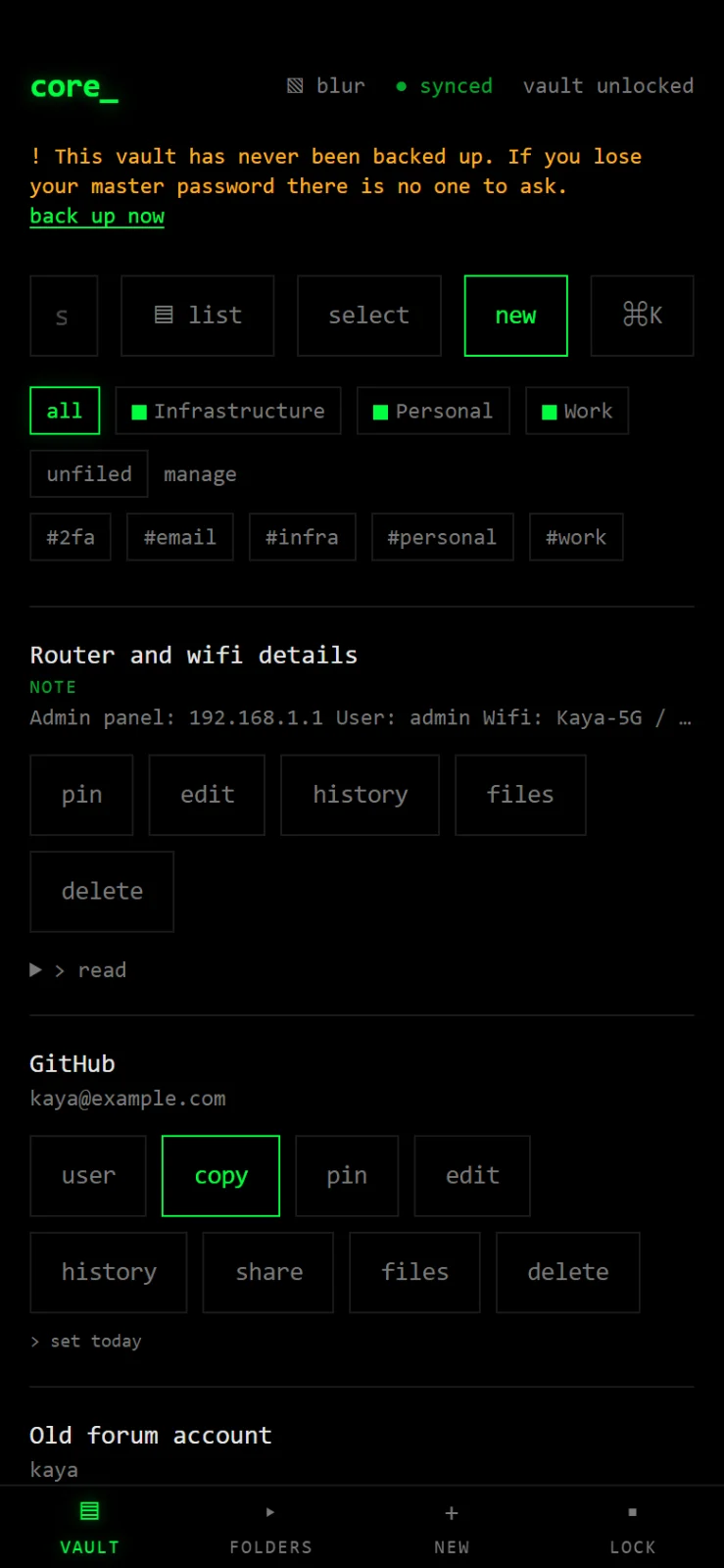 core The same vault as an installed PWA